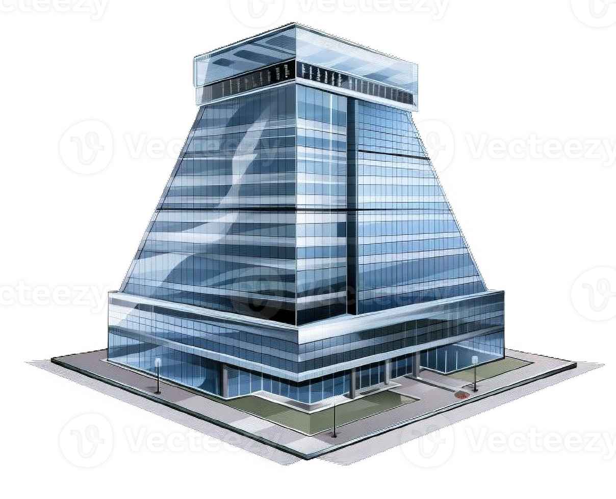 AI generated Modern Glass Office Building Architecture Isolated on transparent background png