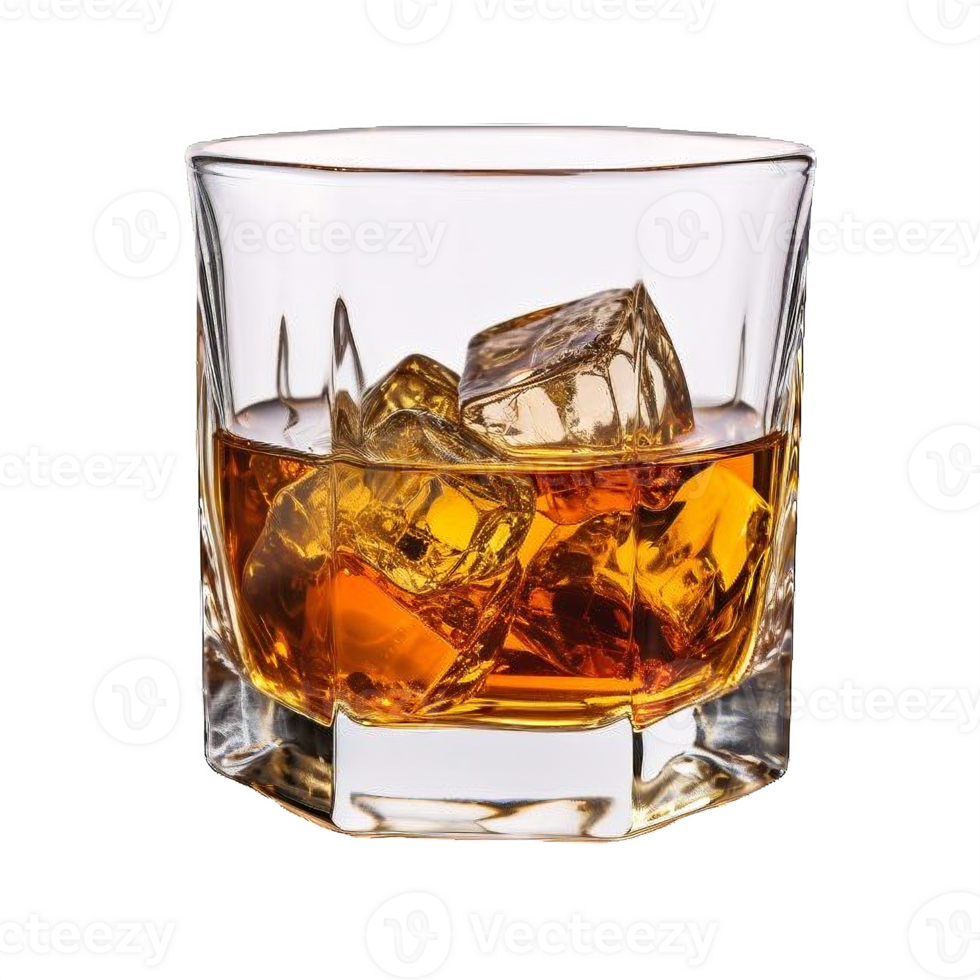 ai généré whisky sur le rochers dans une verre isolé sur transparent png