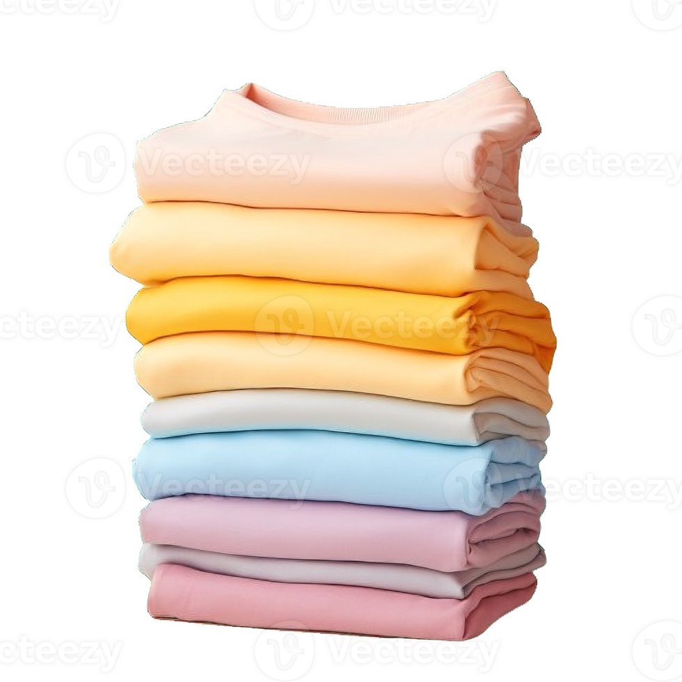 AI generated Stack of Neatly Folded Dress Shirts Isolated on  transparent background png
