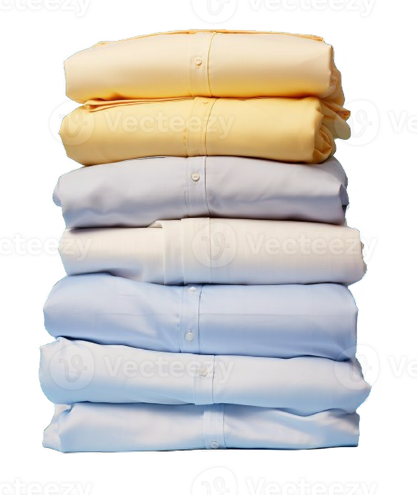 AI generated Stack of Neatly Folded Dress Shirts Isolated on  transparent background png