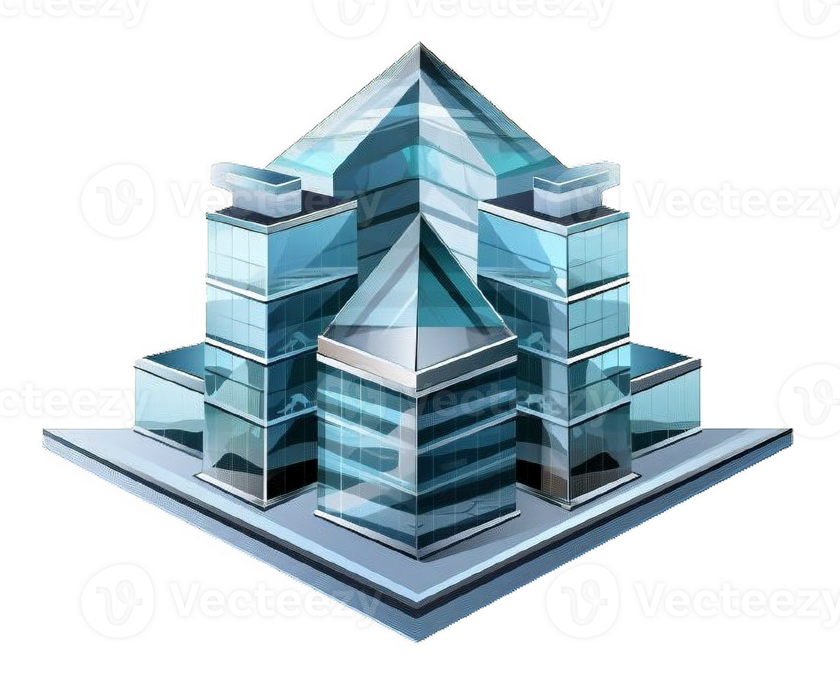AI generated Modern Glass Office Building Architecture Isolated on transparent background png