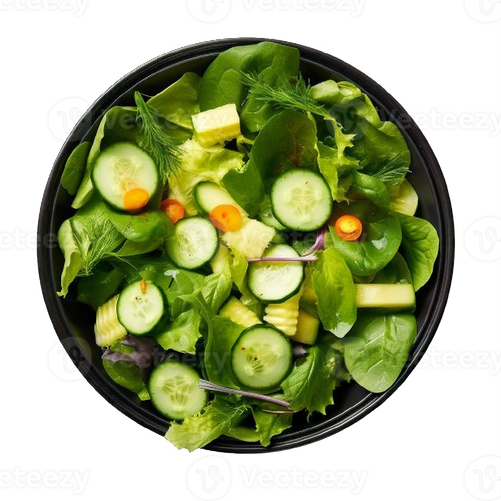 AI generated Crisp Green Vegetable Salad in a Bowl Isolated on transparent background png