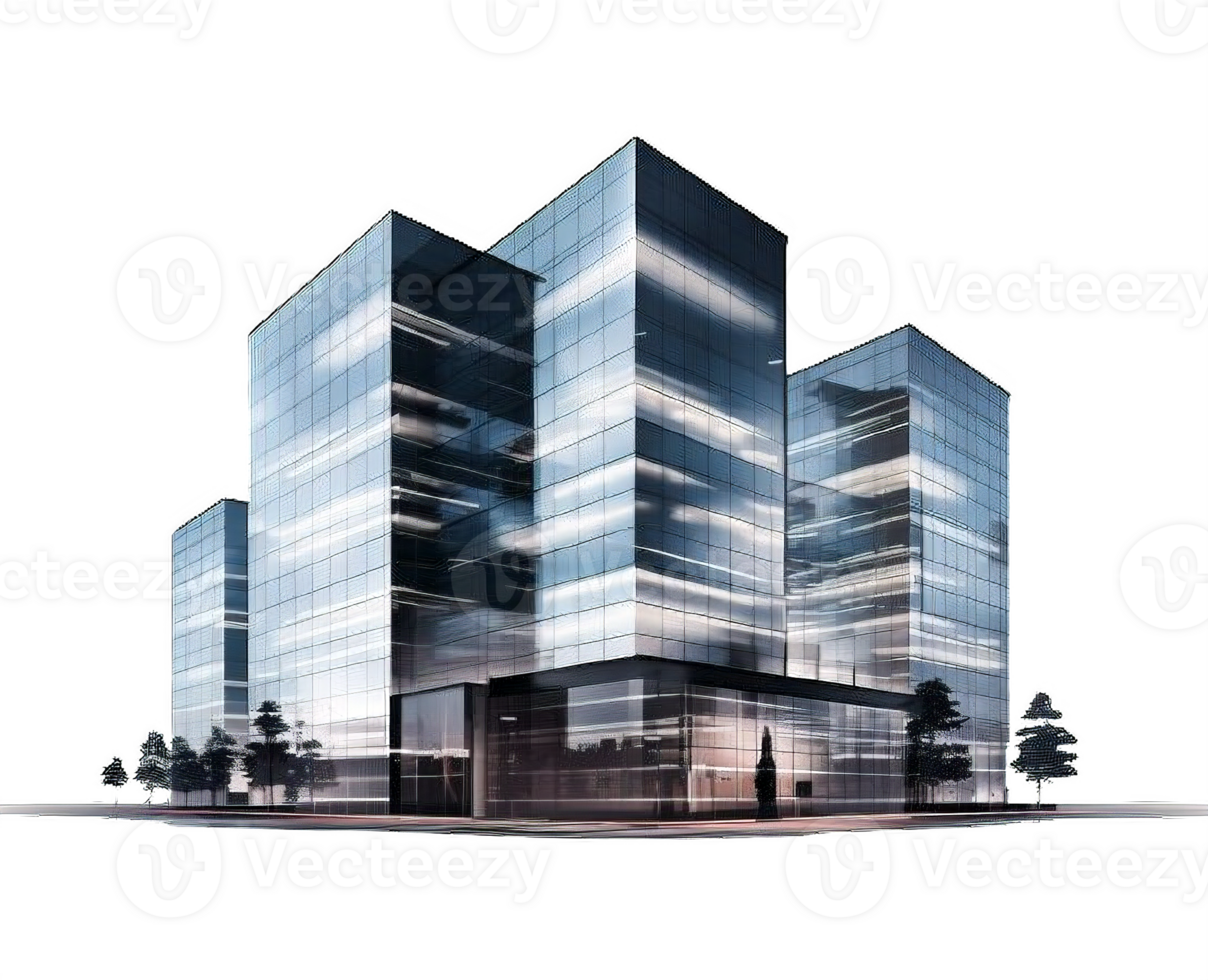 AI generated Modern Glass Office Building Architecture Isolated on transparent background png