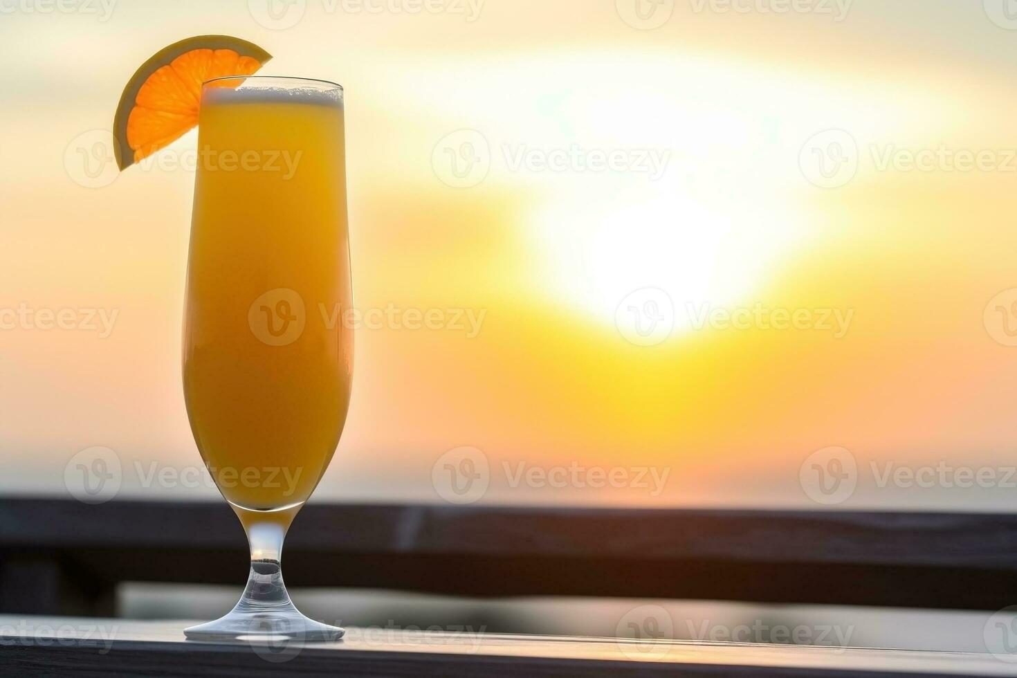 AI generated Fresh juice cocktail on the beach. Vacation background. Ai generated photo