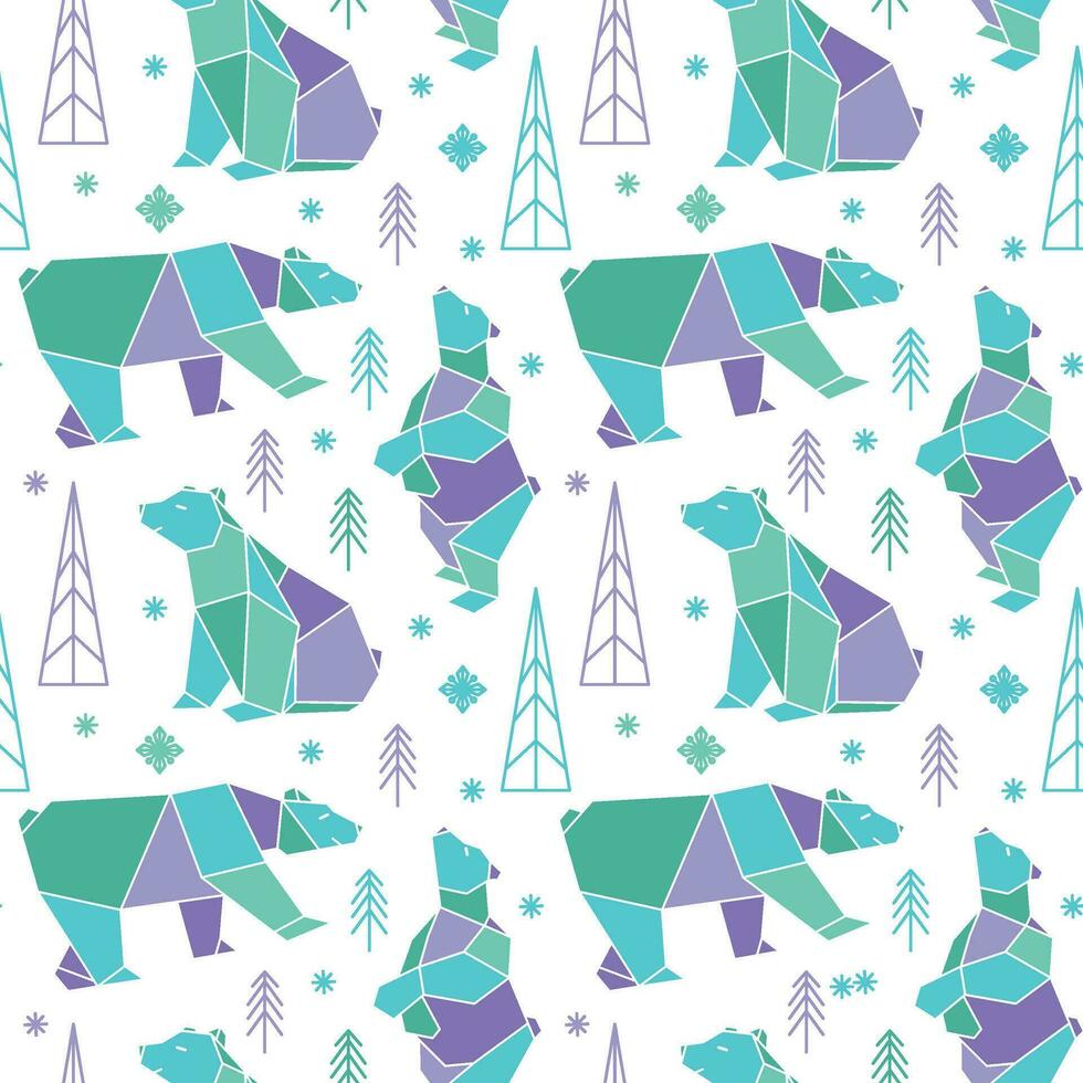 Polar bear geometric shapes. Winter print. Vector. vector