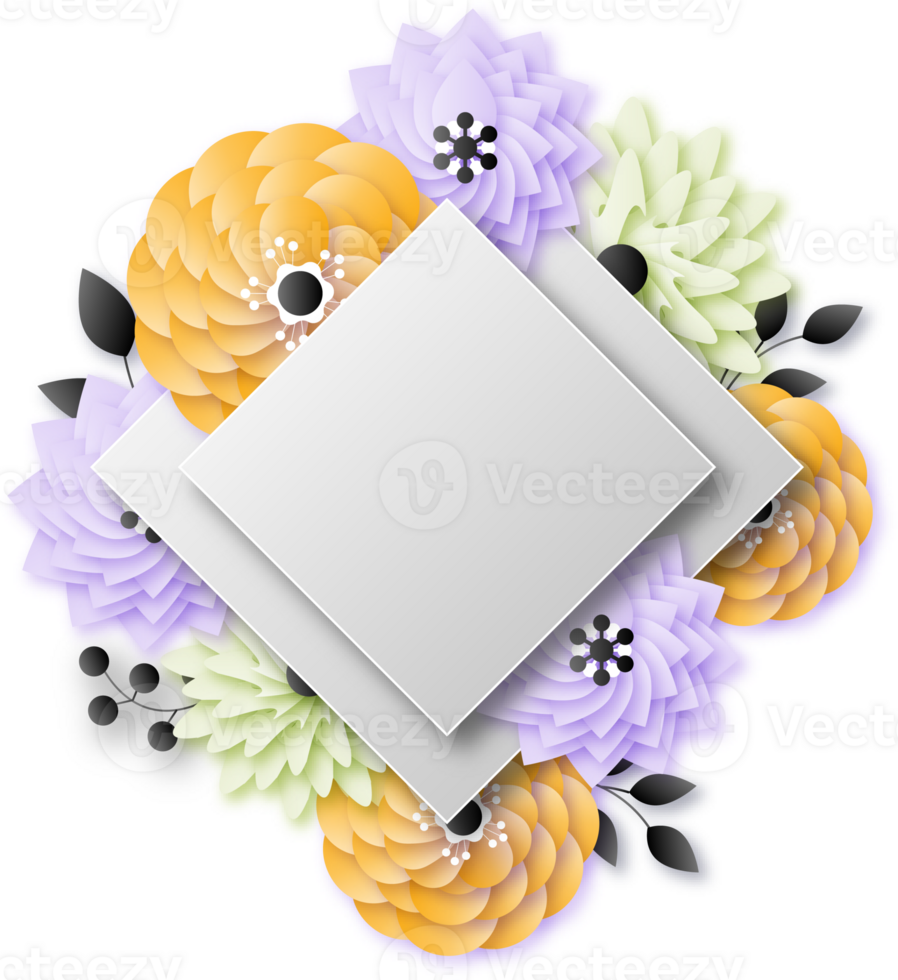 Paper spring flowers png