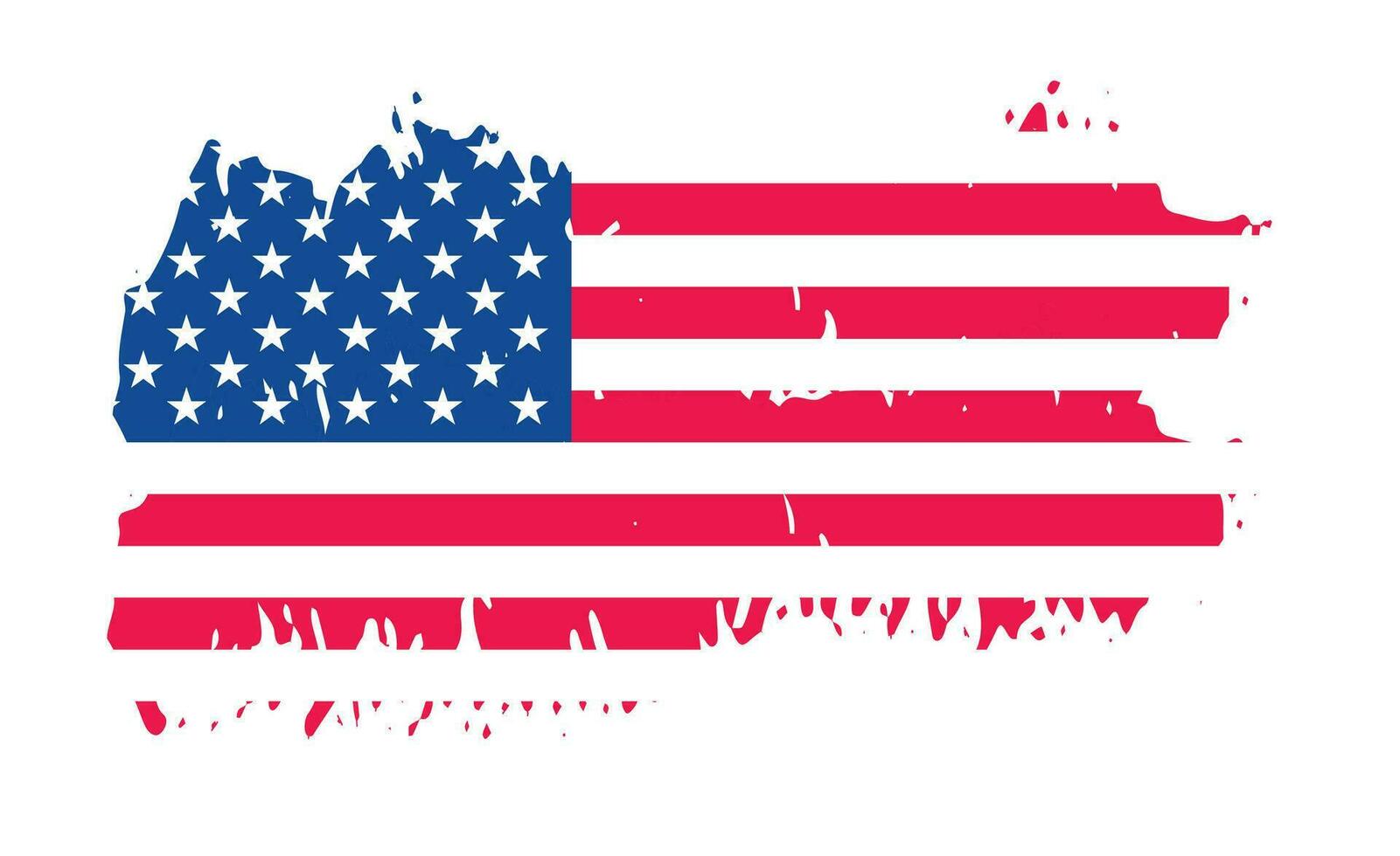 Grunge US Flag brush stroke effect. USA flag brush paint use to 4 of July American President Day. United States of America flag with watercolor paint brush strokes texture or grunge texture design. vector