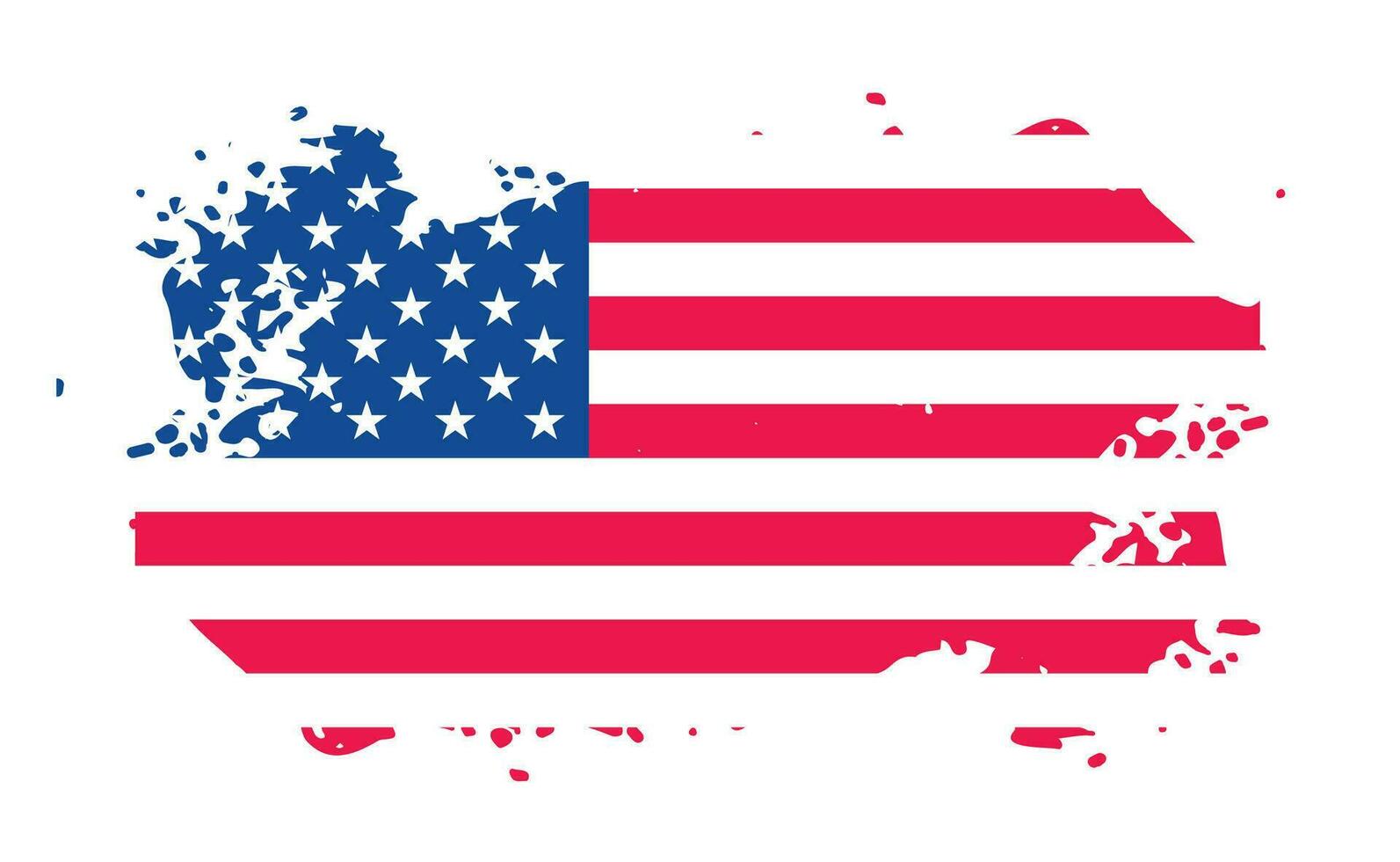Grunge US Flag brush stroke effect. USA flag brush paint use to 4 of July American President Day. United States of America flag with watercolor paint brush strokes texture or grunge texture design. vector