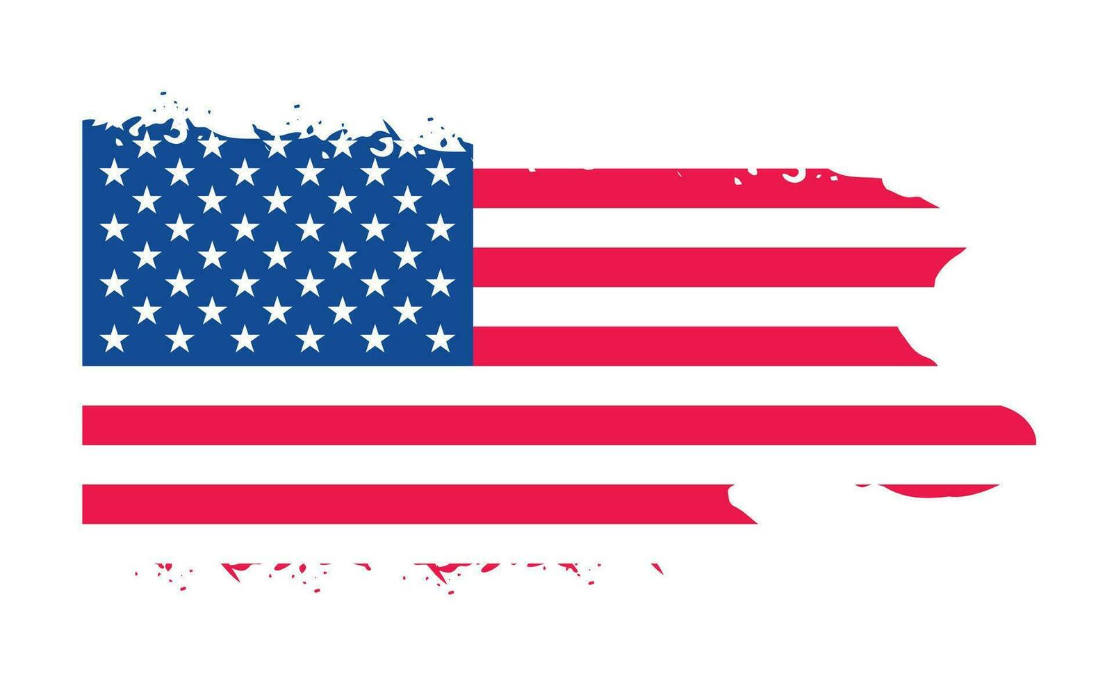 Grunge US Flag brush stroke effect. USA flag brush paint use to 4 of July American President Day. United States of America flag with watercolor paint brush strokes texture or grunge texture design. vector