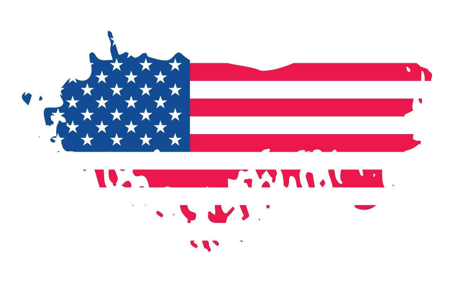 Grunge US Flag brush stroke effect. USA flag brush paint use to 4 of July American President Day. United States of America flag with watercolor paint brush strokes texture or grunge texture design. vector