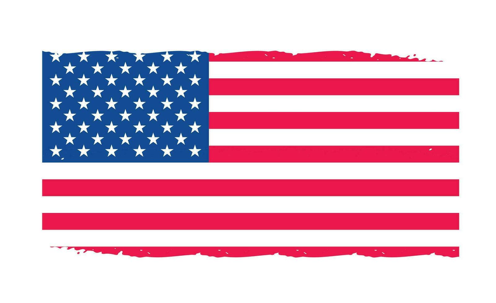 Grunge US Flag brush stroke effect. USA flag brush paint use to 4 of July American President Day. United States of America flag with watercolor paint brush strokes texture or grunge texture design. vector