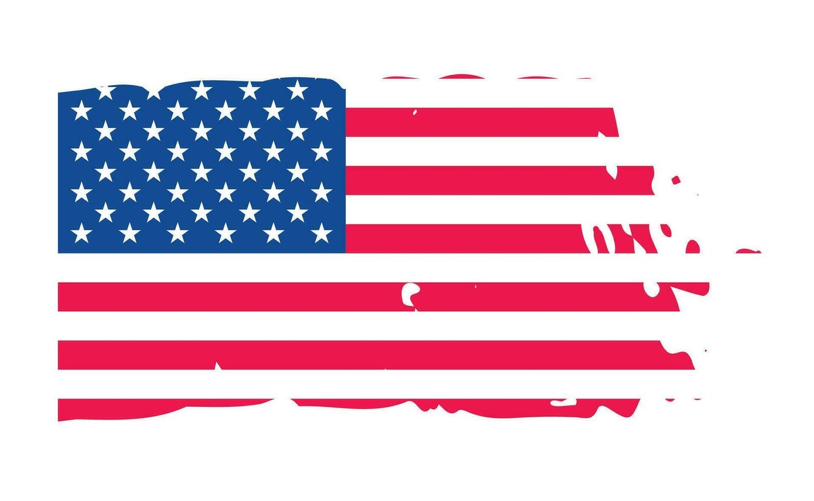 Grunge US Flag brush stroke effect. USA flag brush paint use to 4 of July American President Day. United States of America flag with watercolor paint brush strokes texture or grunge texture design. vector