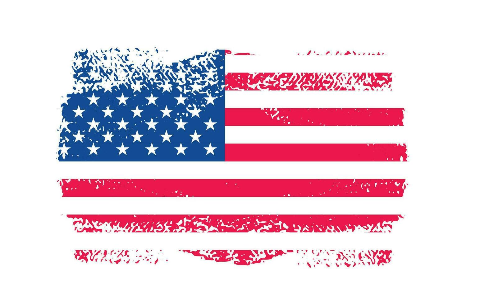 Grunge US Flag brush stroke effect. USA flag brush paint use to 4 of July American President Day. United States of America flag with watercolor paint brush strokes texture or grunge texture design. vector
