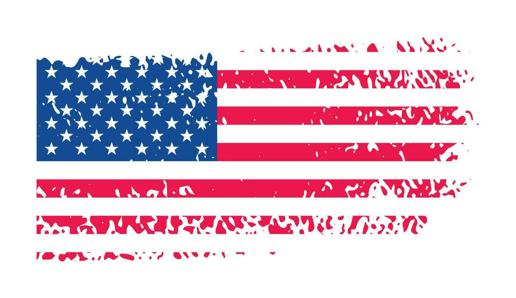 Grunge US Flag brush stroke effect. USA flag brush paint use to 4 of July American President Day. United States of America flag with watercolor paint brush strokes texture or grunge texture design. vector