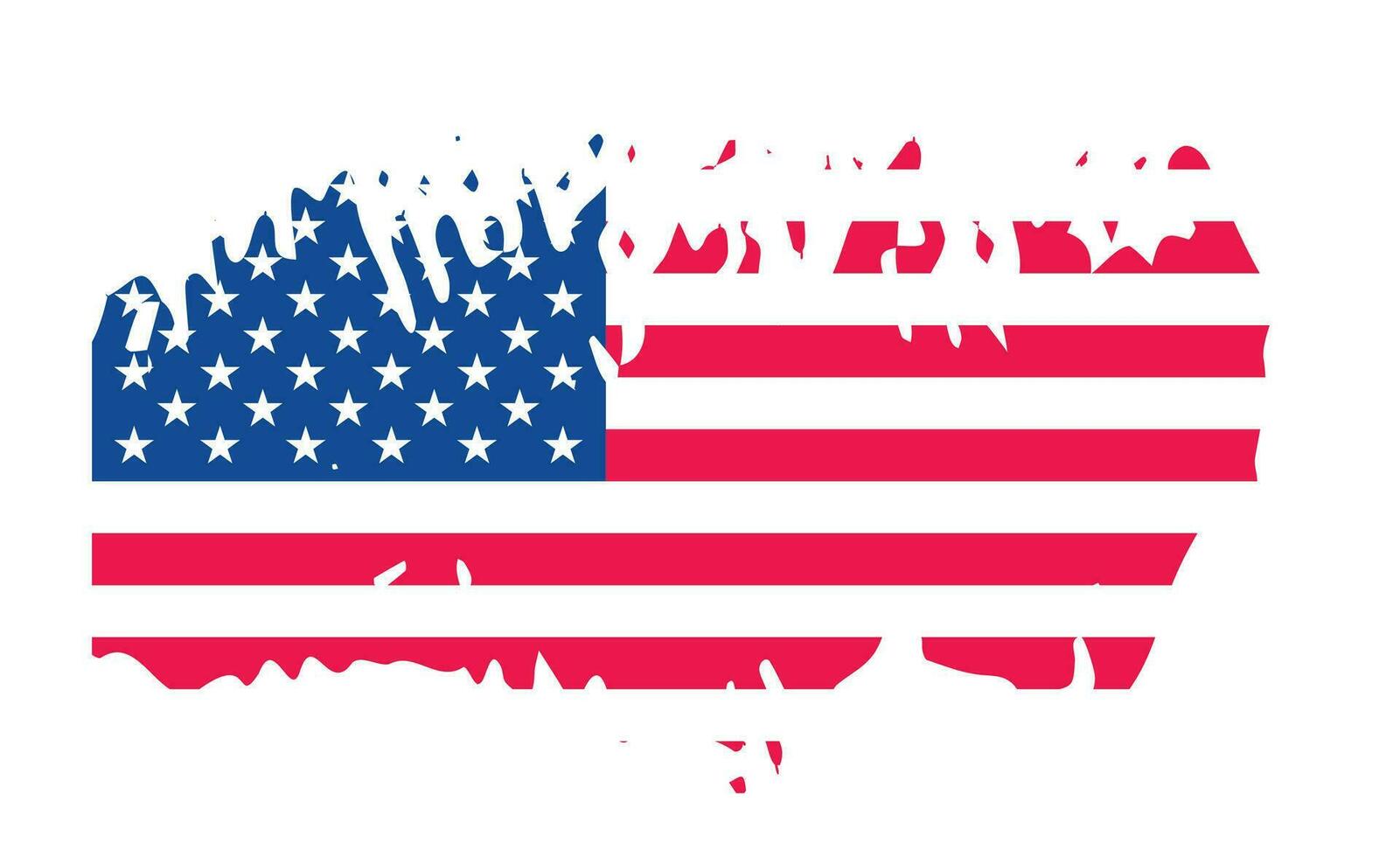Grunge US Flag brush stroke effect. USA flag brush paint use to 4 of July American President Day. United States of America flag with watercolor paint brush strokes texture or grunge texture design. vector