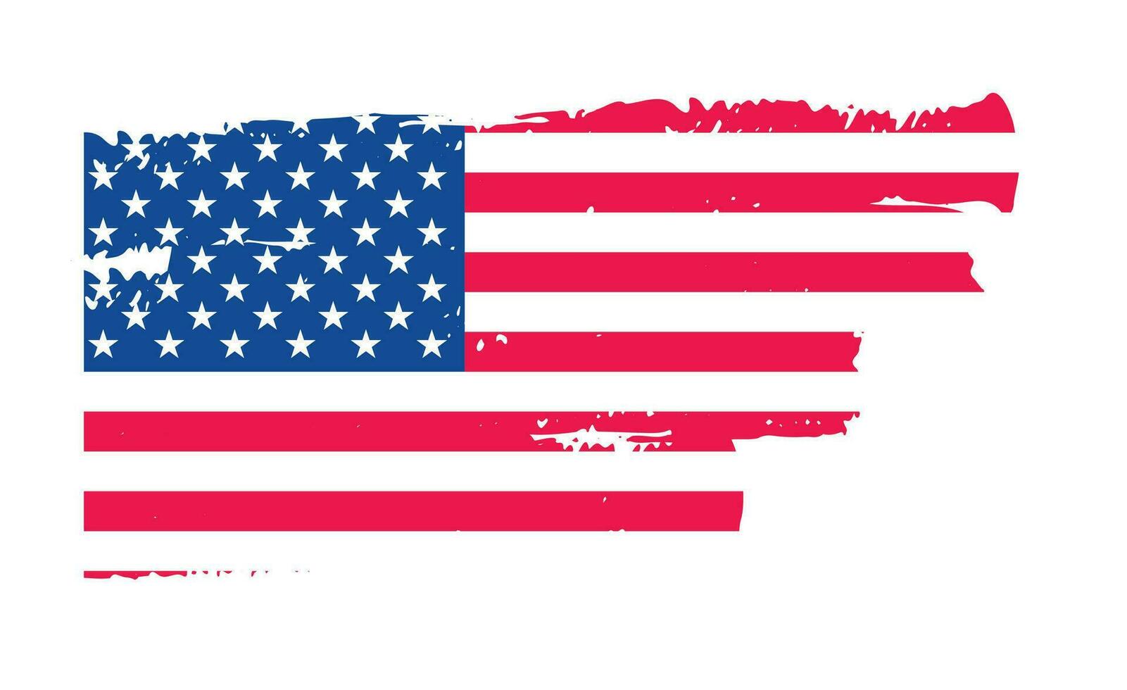 Grunge US Flag brush stroke effect. USA flag brush paint use to 4 of July American President Day. United States of America flag with watercolor paint brush strokes texture or grunge texture design. vector