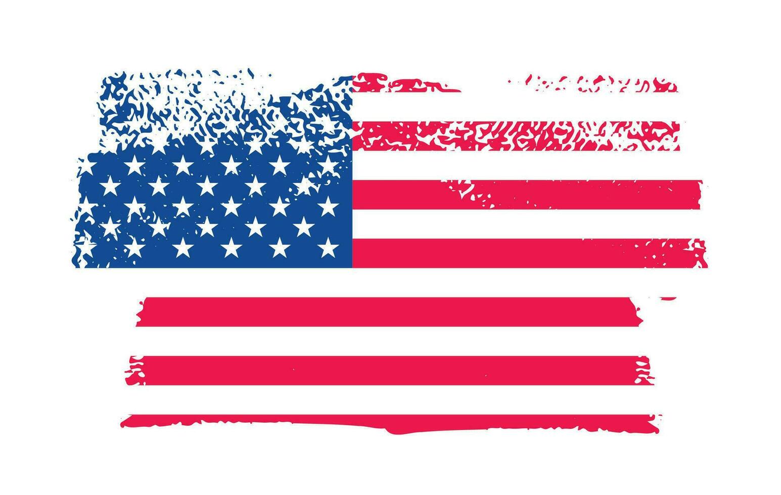 Grunge US Flag brush stroke effect. USA flag brush paint use to 4 of July American President Day. United States of America flag with watercolor paint brush strokes texture or grunge texture design. vector