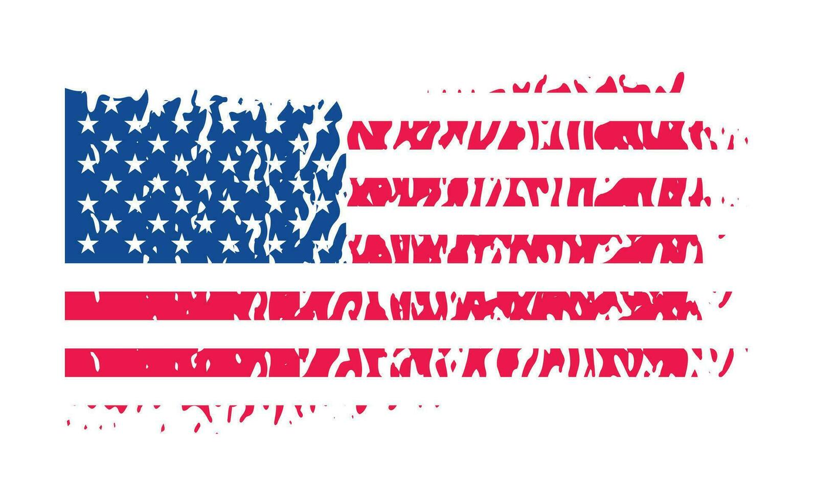 Grunge US Flag brush stroke effect. USA flag brush paint use to 4 of July American President Day. United States of America flag with watercolor paint brush strokes texture or grunge texture design. vector