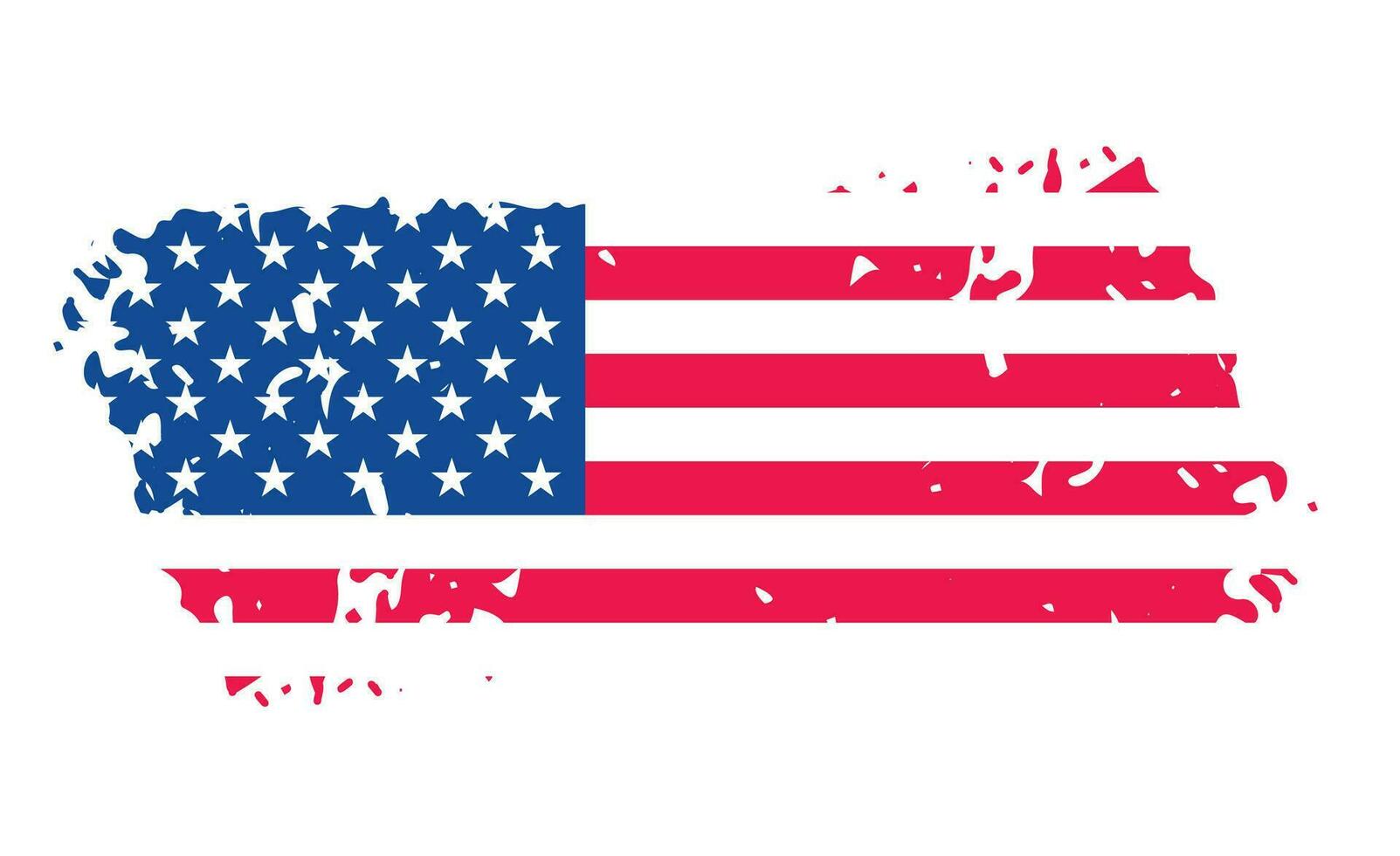 Grunge US Flag brush stroke effect. USA flag brush paint use to 4 of July American President Day. United States of America flag with watercolor paint brush strokes texture or grunge texture design. vector