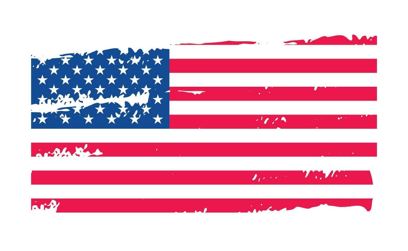 Grunge US Flag brush stroke effect. USA flag brush paint use to 4 of July American President Day. United States of America flag with watercolor paint brush strokes texture or grunge texture design. vector