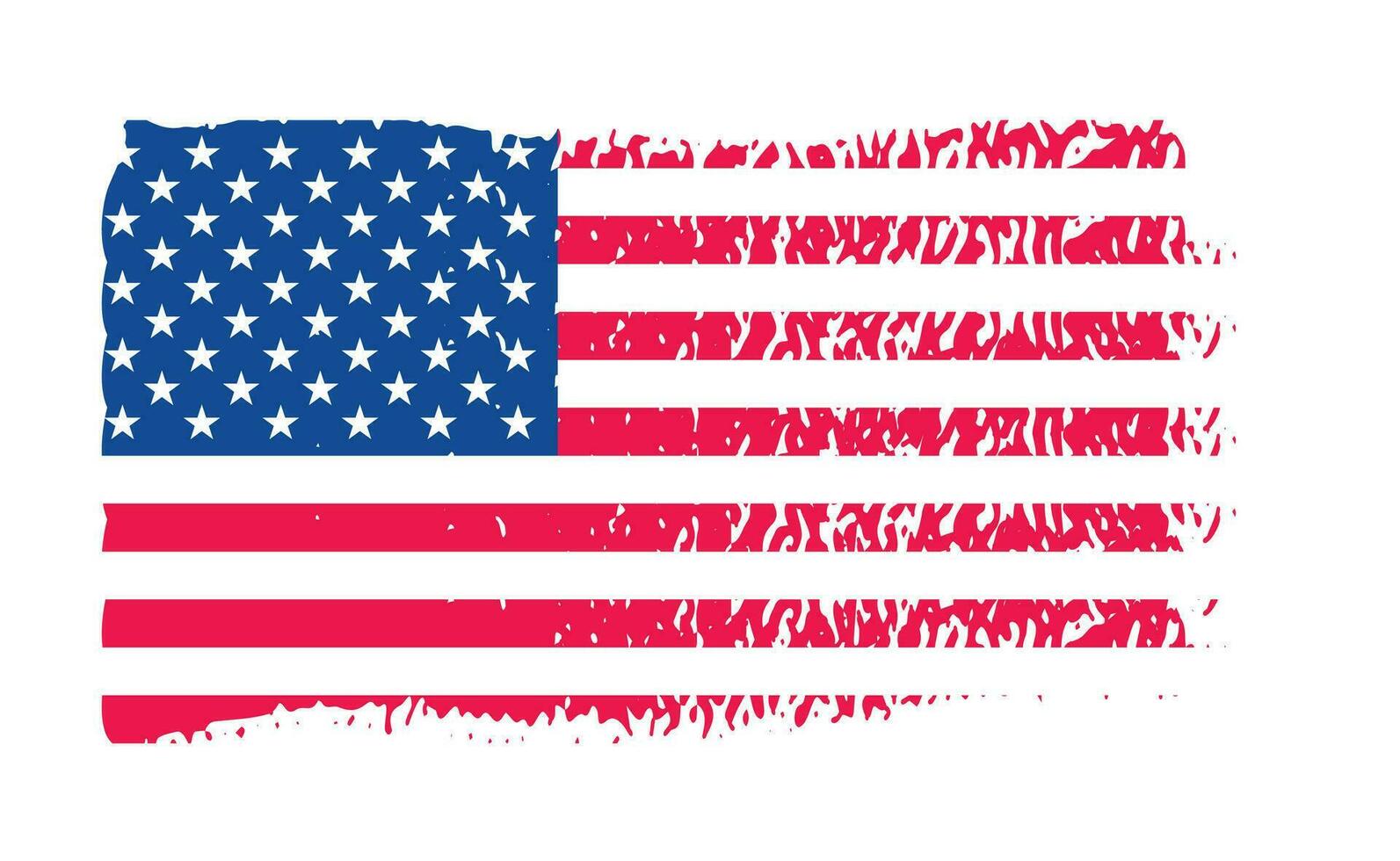 Grunge US Flag brush stroke effect. USA flag brush paint use to 4 of July American President Day. United States of America flag with watercolor paint brush strokes texture or grunge texture design. vector
