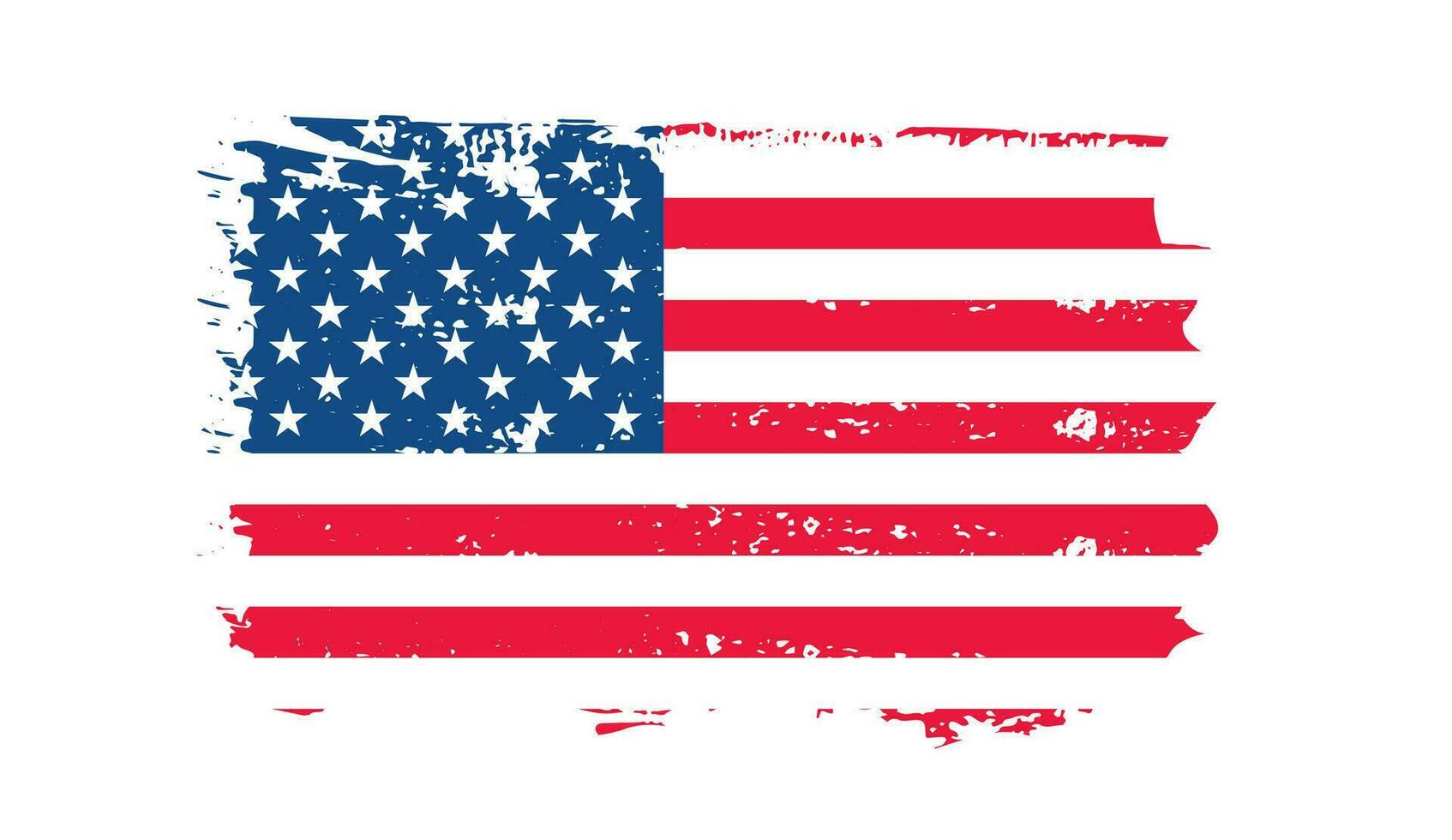 Grunge US Flag brush stroke effect. USA flag brush paint use to 4 of July American President Day. United States of America flag with watercolor paint brush strokes texture or grunge texture design. vector