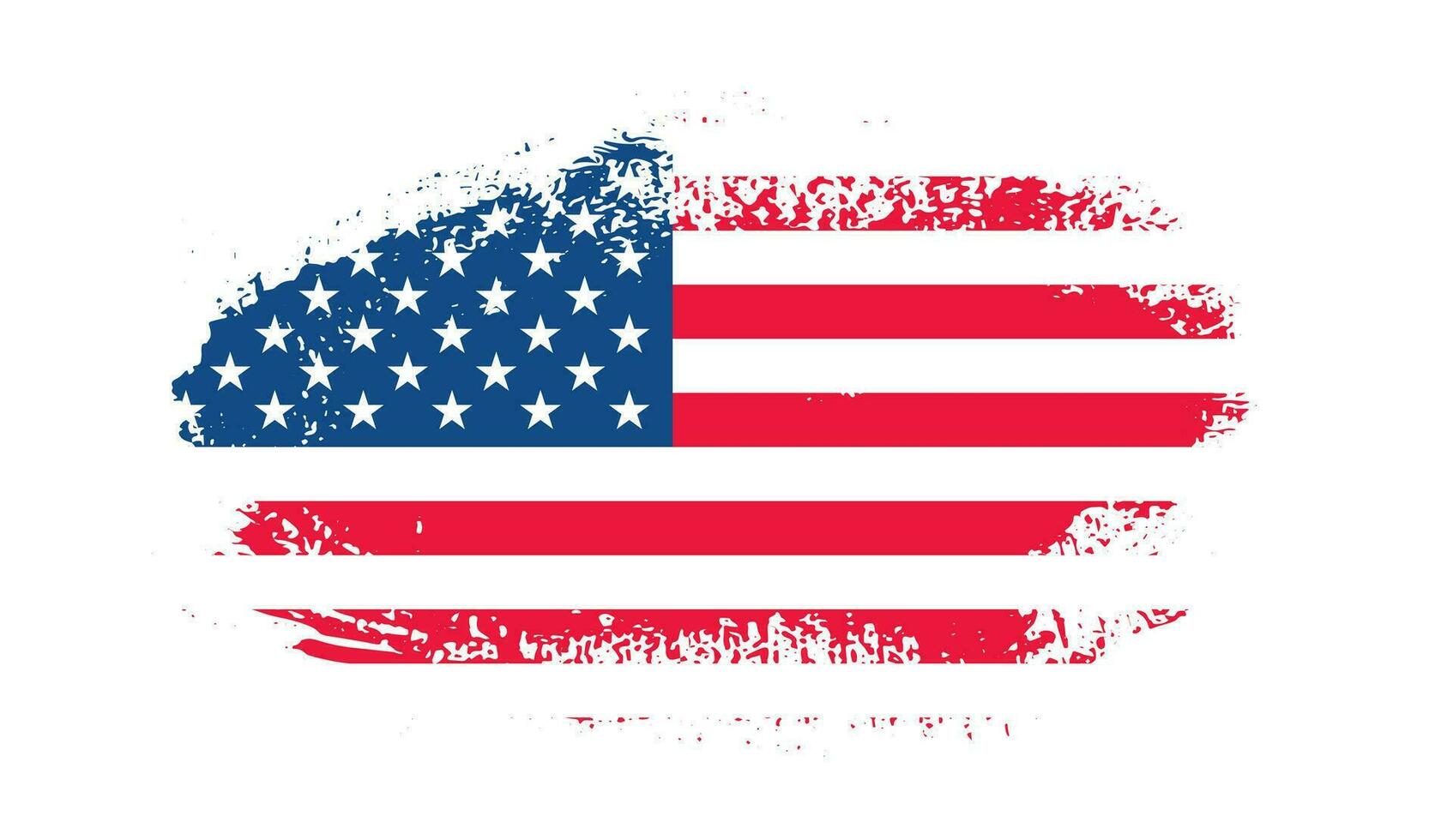 Grunge US Flag brush stroke effect. USA flag brush paint use to 4 of July American President Day. United States of America flag with watercolor paint brush strokes texture or grunge texture design. vector