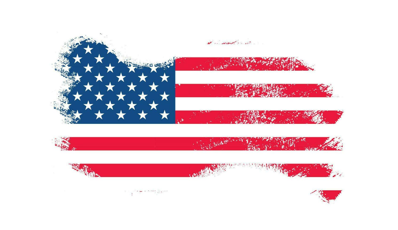 Grunge US Flag brush stroke effect. USA flag brush paint use to 4 of July American President Day. United States of America flag with watercolor paint brush strokes texture or grunge texture design. vector
