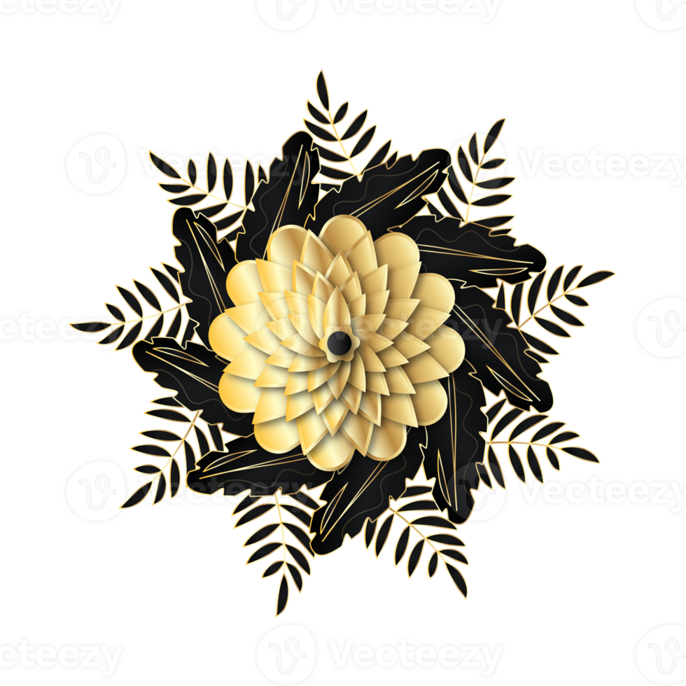 Golden with black flower png