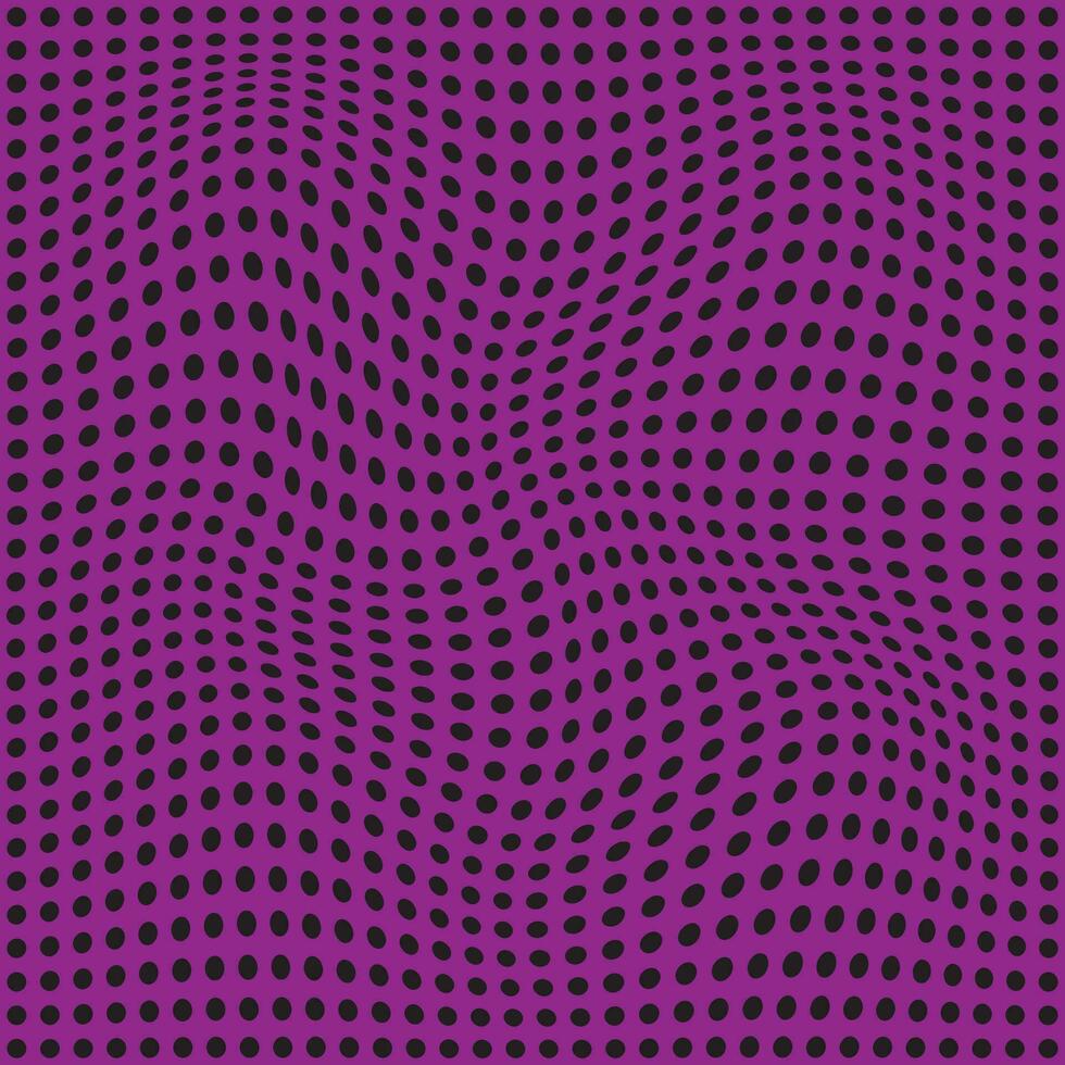 modern simple abstract black color small circle polka dot distort wavy pattern on violet purple color background vector
