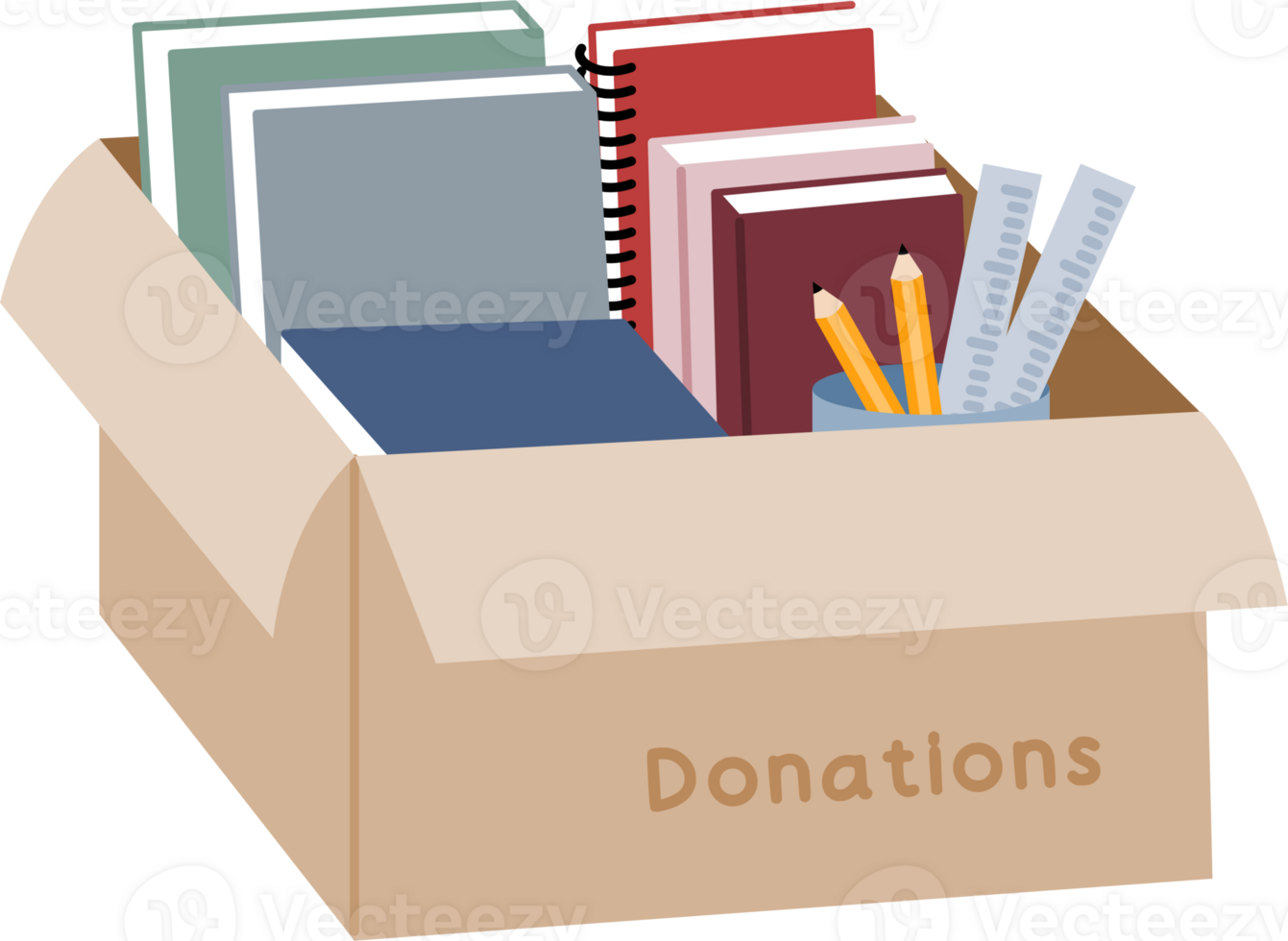 Donation items inside box clipart png