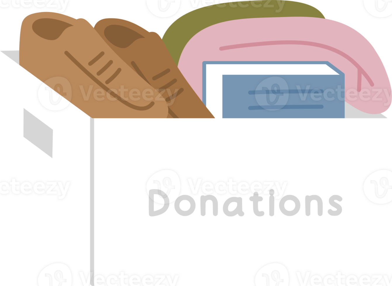 Donation items inside box clipart png