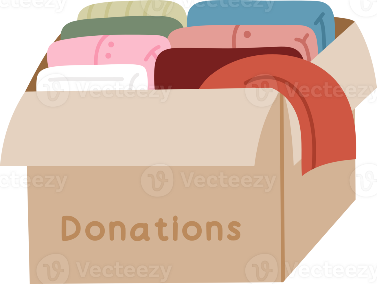 Donation items inside box clipart png