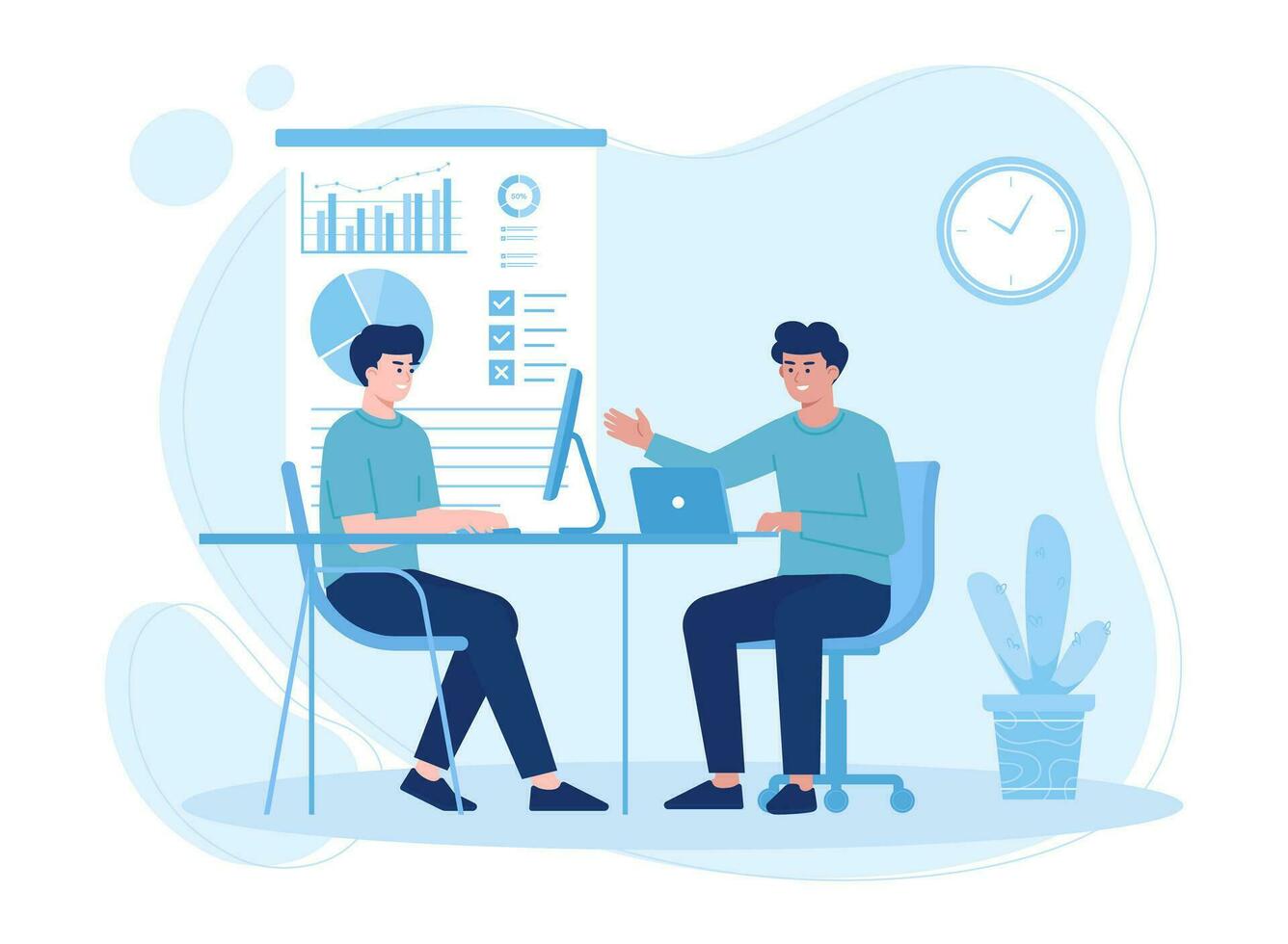 business team communication concept flat illustration vector