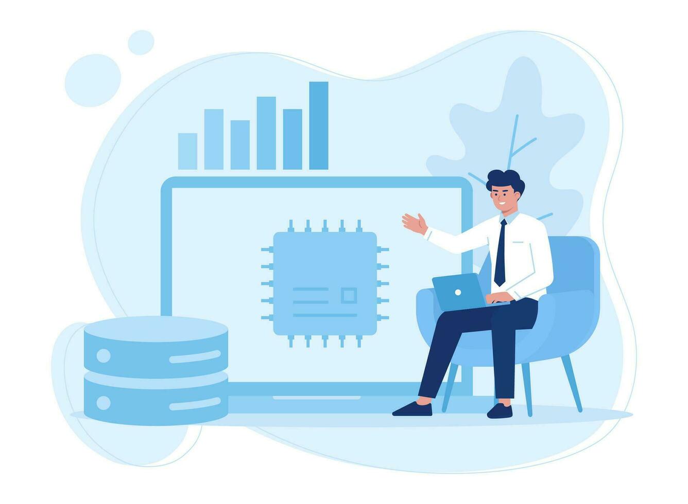 a man manages data concept flat illustration vector