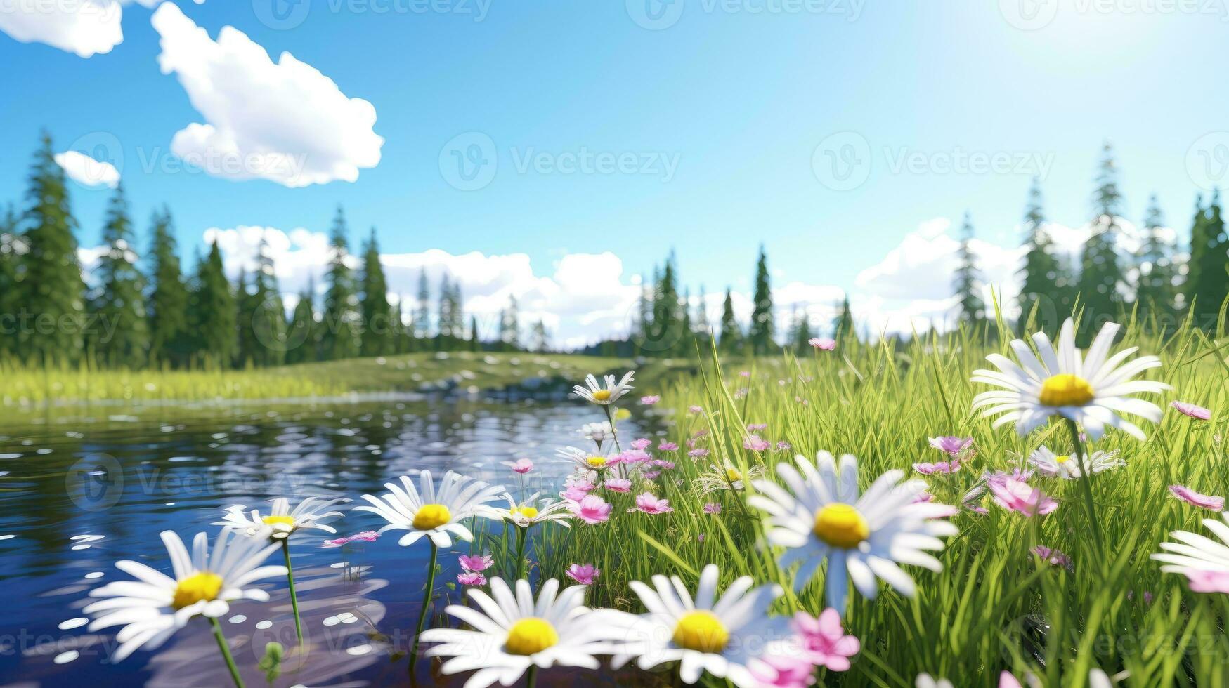 AI generated Flowers, background image, flower field, brightness, freshness, scenery, landscape, nature photo