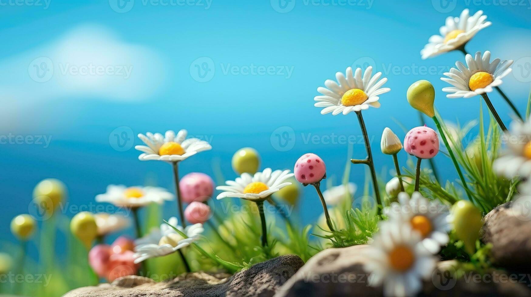 AI generated Flowers, background image, flower field, brightness, freshness, scenery, landscape, nature photo