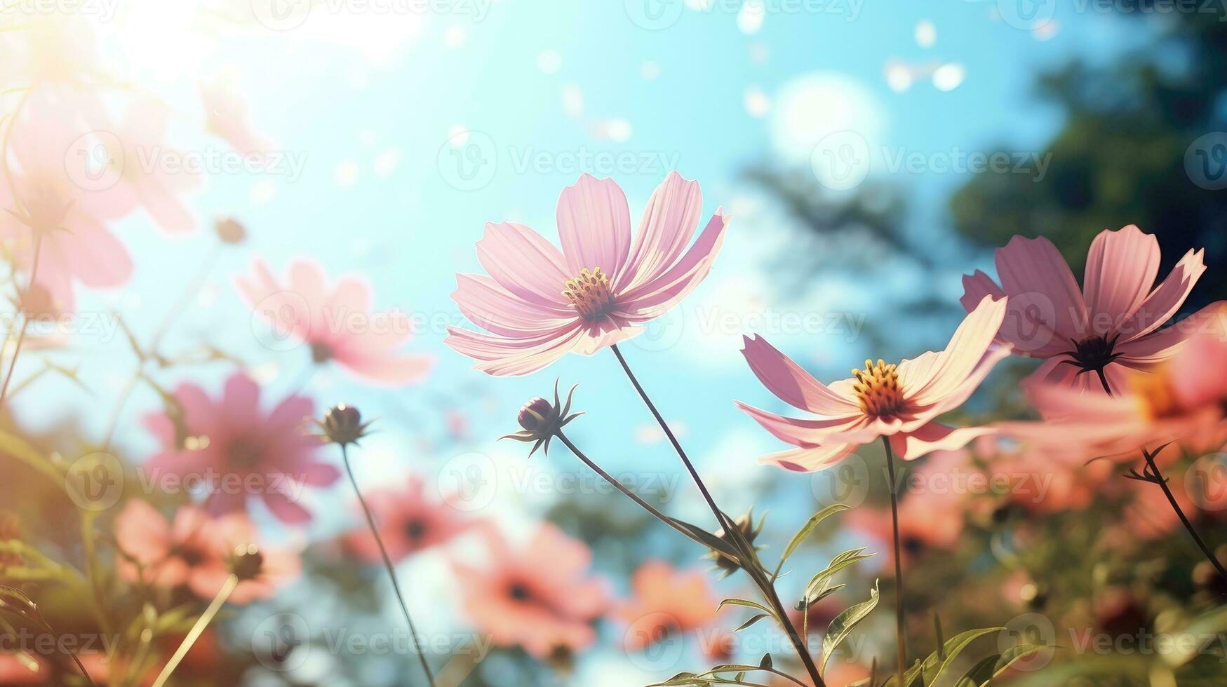 AI generated Flowers, background image, flower field, brightness, freshness, scenery, landscape, nature photo