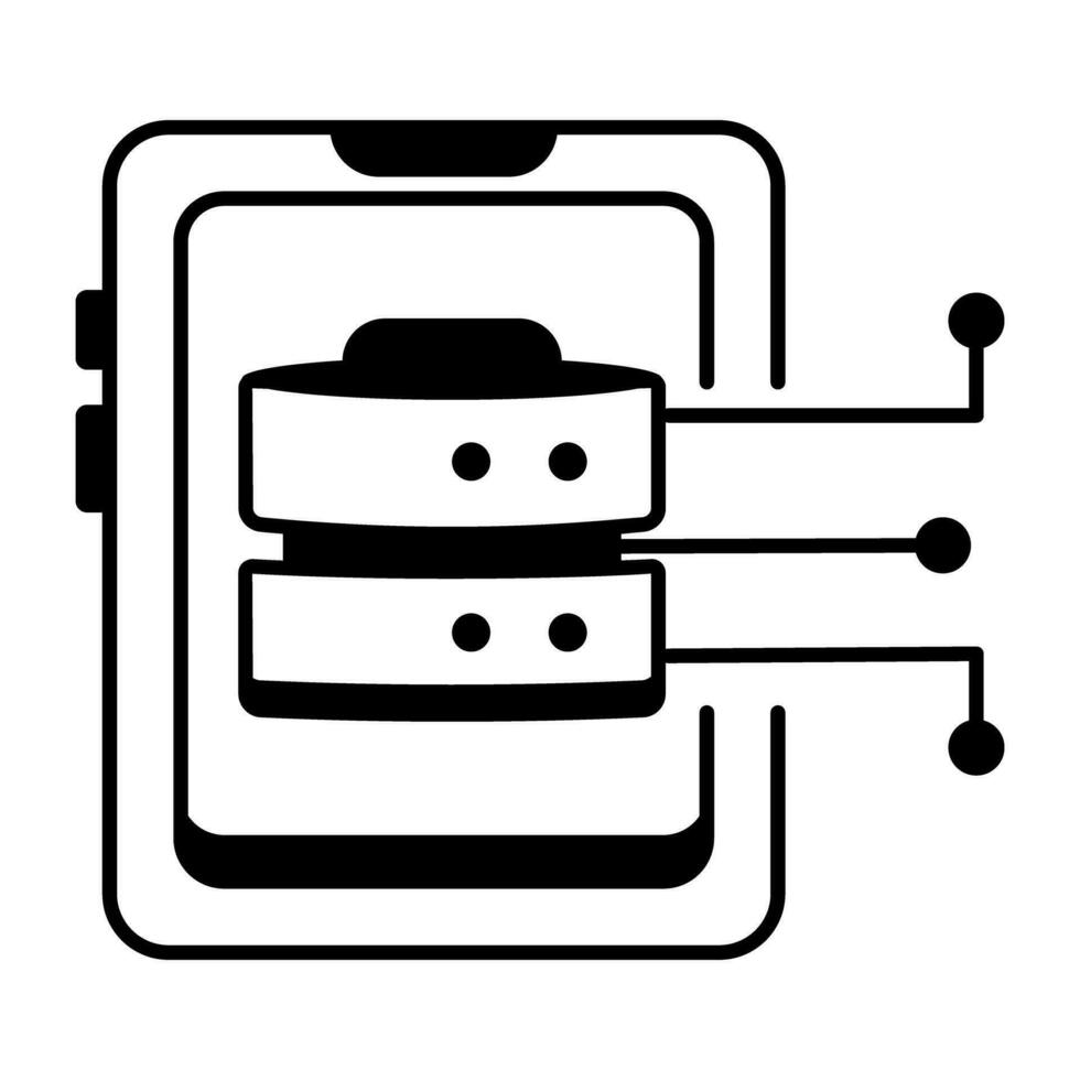 web hospedaje y base de datos línea icono vector