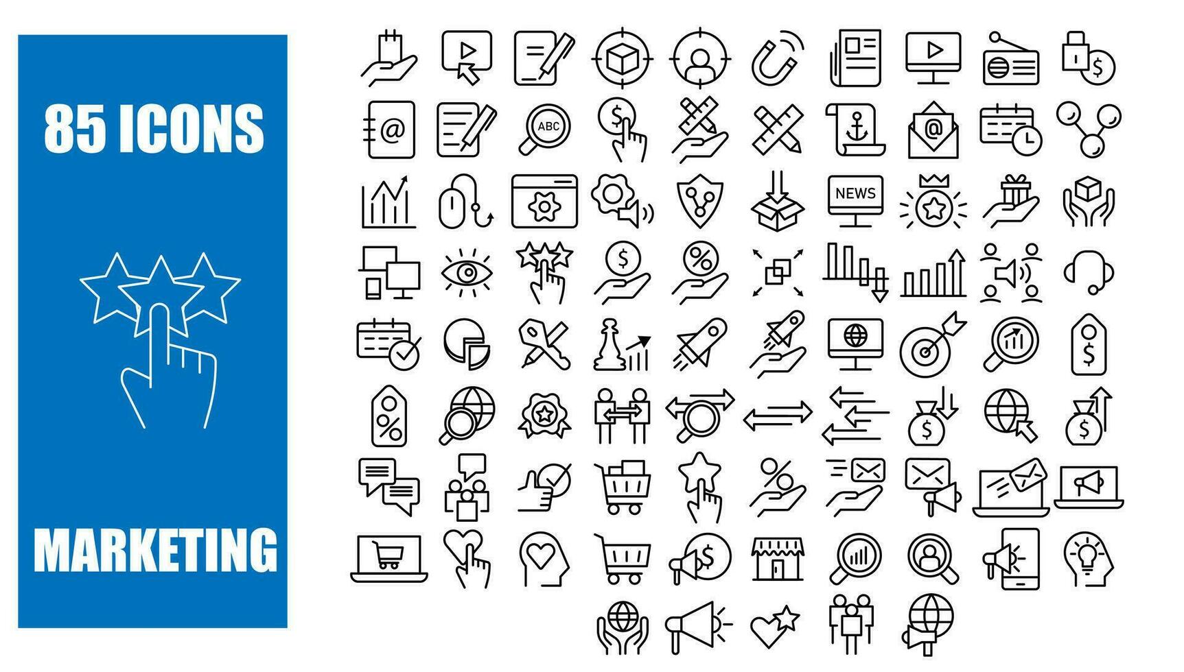 Marketing vector line icon set business illustration. Technology web symbol and social strategy communication media. Commerce service analysis management market research