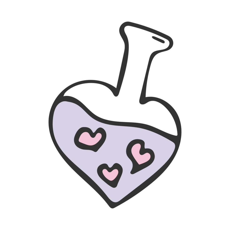 Doodle love potion in a flask. Valentine's day. vector