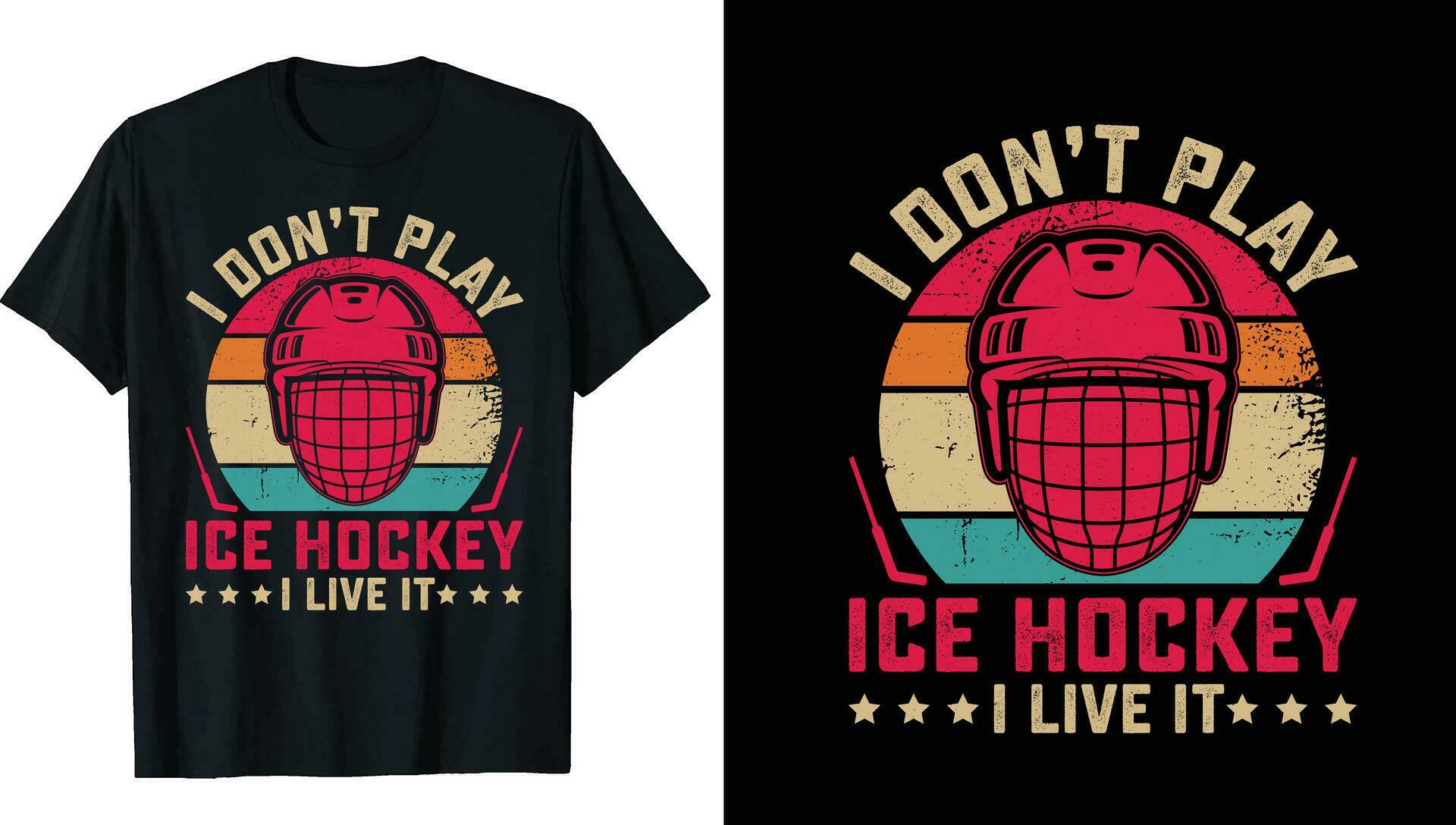 Ice hockey puck and broken stick tshirt print vector template.Ice hockey tshirt design Vector