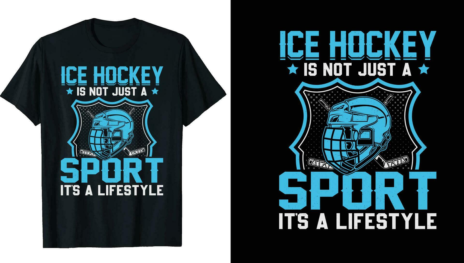 Ice hockey puck and broken stick tshirt print vector template.Ice hockey tshirt design Vector