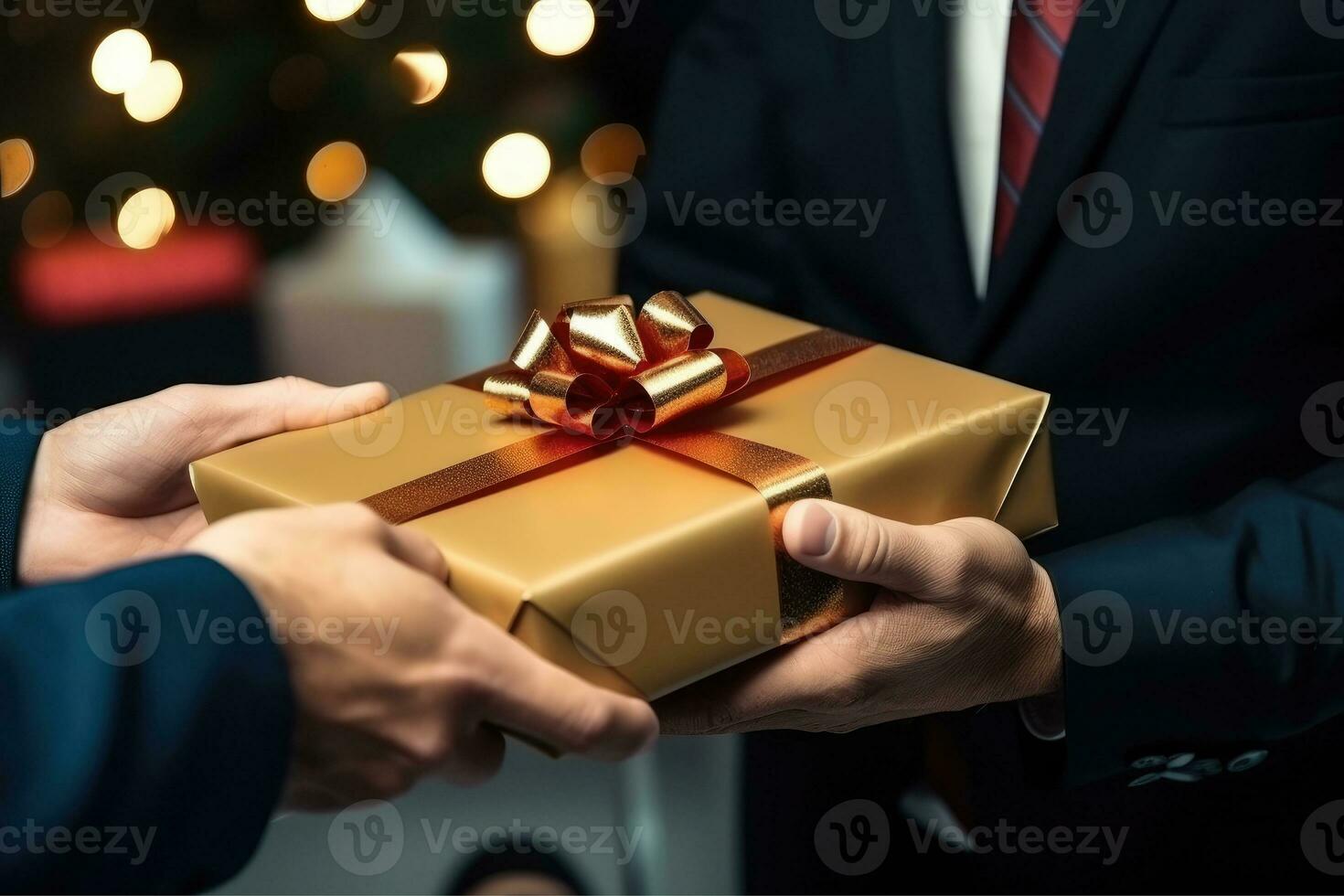 AI generated Close up view of hands Giving a business gift in an office, AI Generative photo