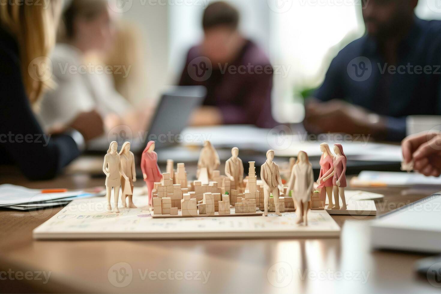 AI generated Business People Having brainstorm, out of focus, AI Generative photo