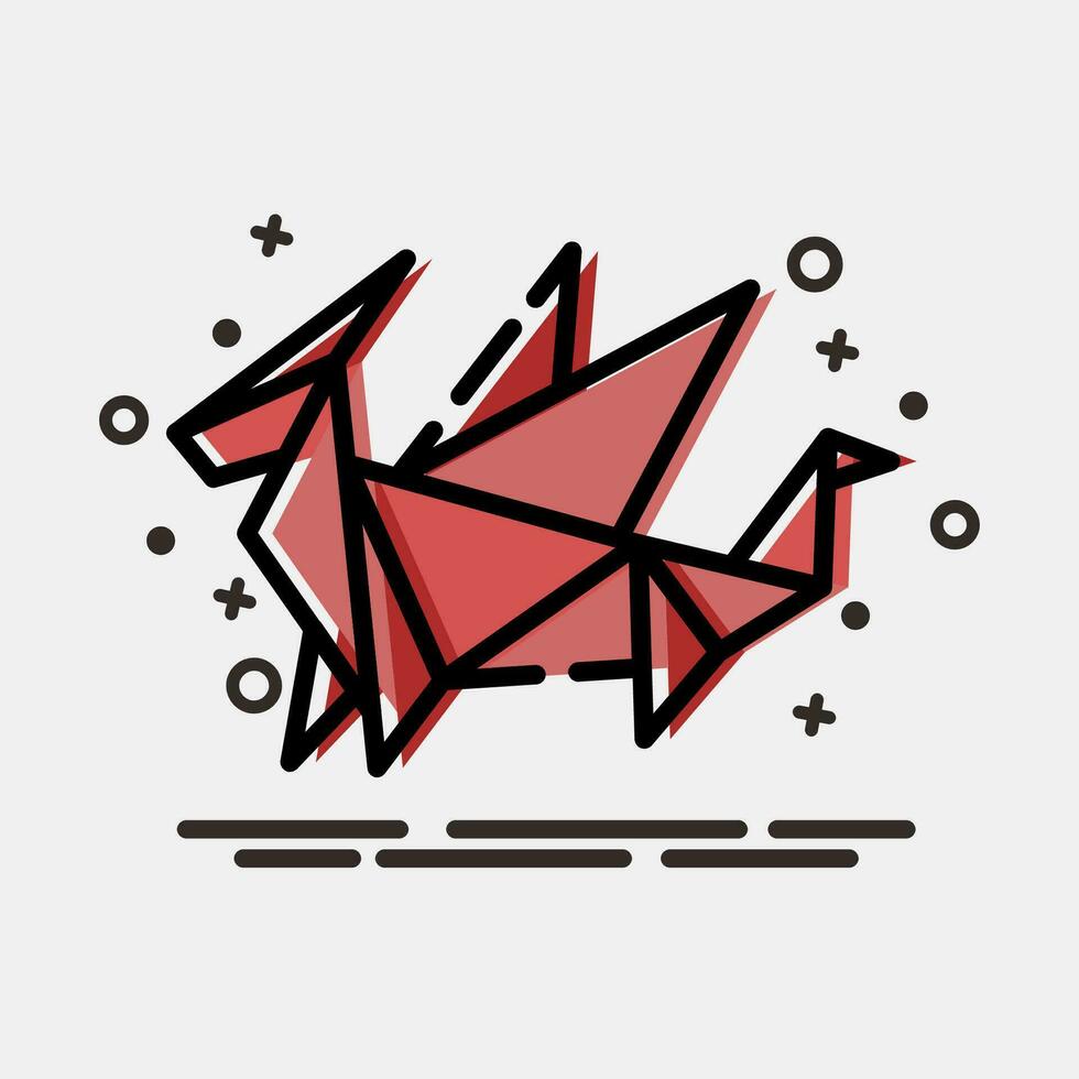 icono continuar origami. chino zodíaco elementos. íconos en mbe estilo. bueno para huellas dactilares, carteles, logo, anuncio publicitario, decoración, infografías, etc. vector