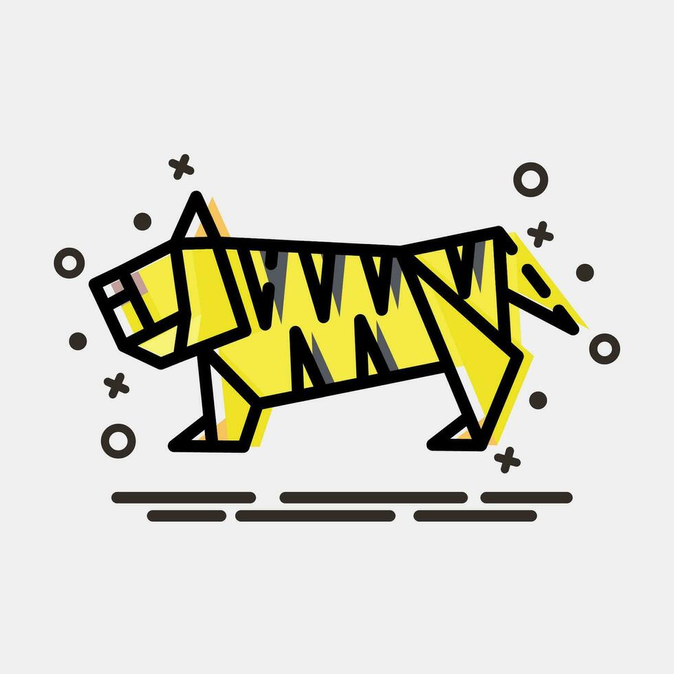 icono Tigre origami. chino zodíaco elementos. íconos en mbe estilo. bueno para huellas dactilares, carteles, logo, anuncio publicitario, decoración, infografías, etc. vector