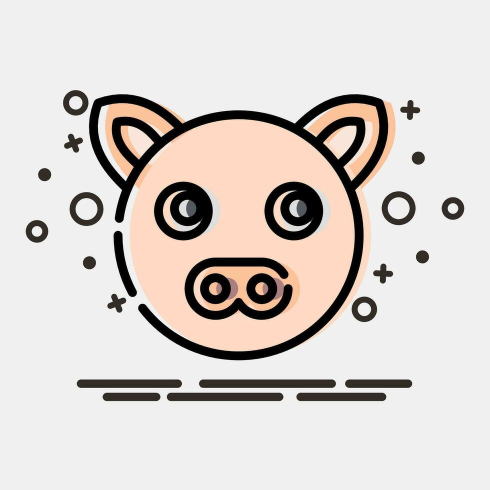 Icon pig face. Chinese Zodiac elements. Icons in MBE style. Good for prints, posters, logo, advertisement, decoration,infographics, etc. vector