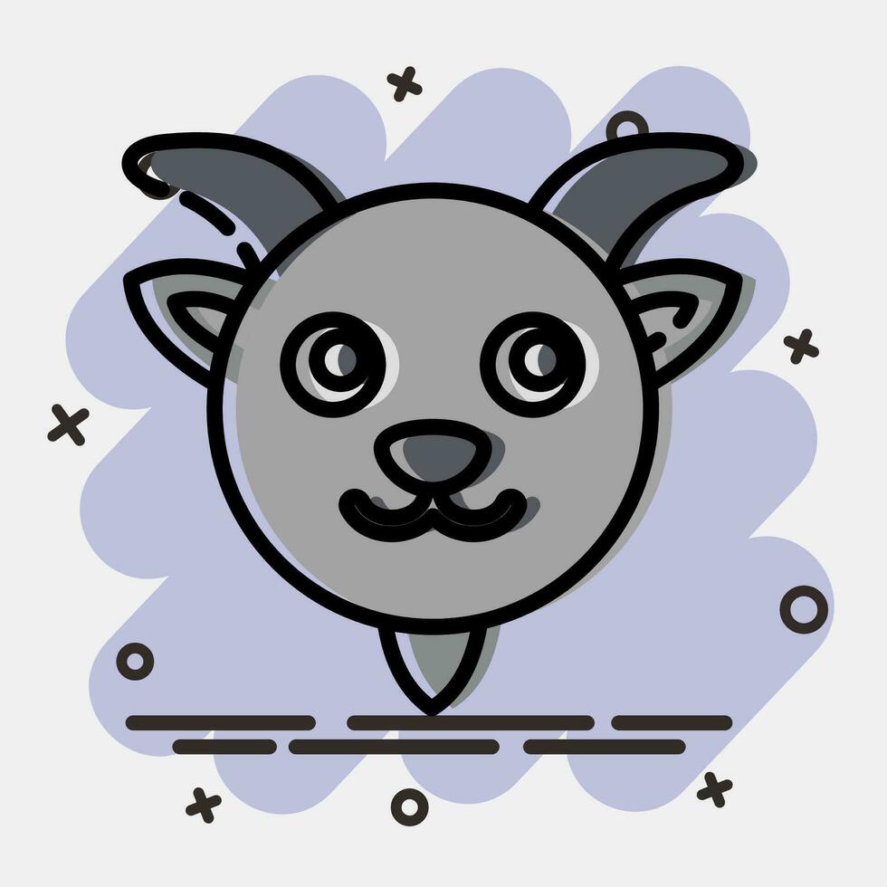 Icon goat face. Chinese Zodiac elements. Icons in comic style. Good for prints, posters, logo, advertisement, decoration,infographics, etc. vector