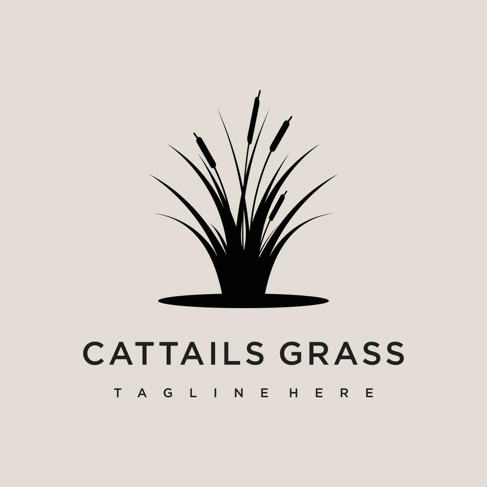 Cattails grass logo design template vector illustration with creative idea